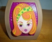 Compact Double Mirror with Mod Rubber Girl Face