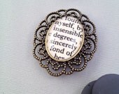 Sense and Sensibility Jane Austen Antiqued Bronze Book Page Magnet I found myself by insensible degrees sincerely fond of her