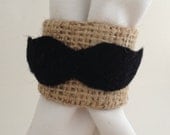 Like a Sir Burlap Mustache Wedding Napkin Rings, Set of 8 Burlap Napkin Rings