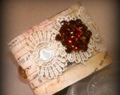 ON SALE Cuff Bracelet Upcycled Recycled From Vintage Vinyl Record Amber Eco Friendly