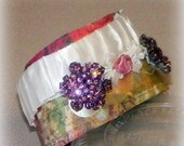 ON SALE Upcycled Recycled Retro Vintage Vinyl Record Classic Pinks Purple Eco Friendly Cuff Bracelet