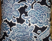 Navy and peacock blue and Ivory Multi 20"x20" pillow covers.Designer Pillow - Decorative Pillow - Throw Pillow.