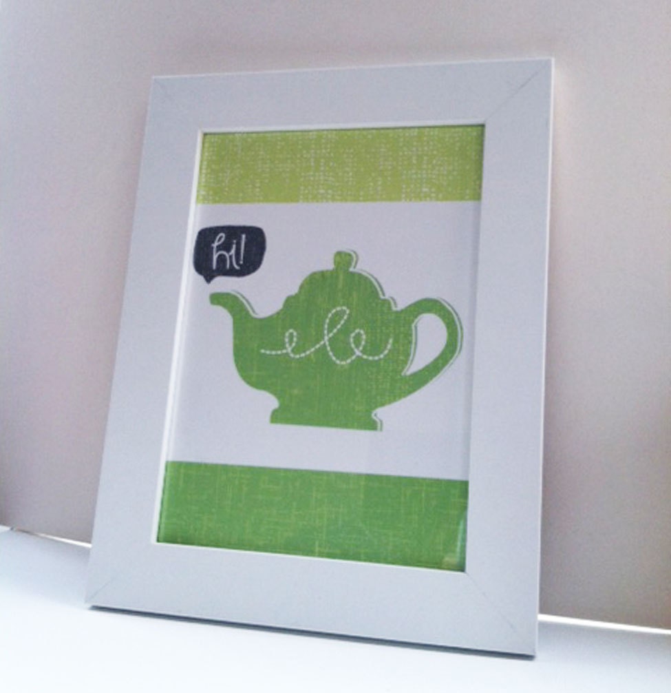 5x7 Teapot Art Framed Digital Print - MORE COLORS AVAILABLE