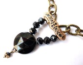 Victorian Mourning Jet and Bar Pin Necklace