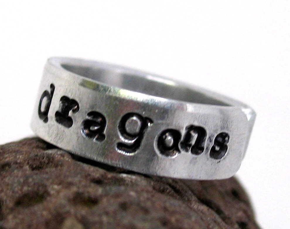 Mother of Dragons- ASOIAF GAme of Thrones - Hand Stamped adjustable aluminum ring