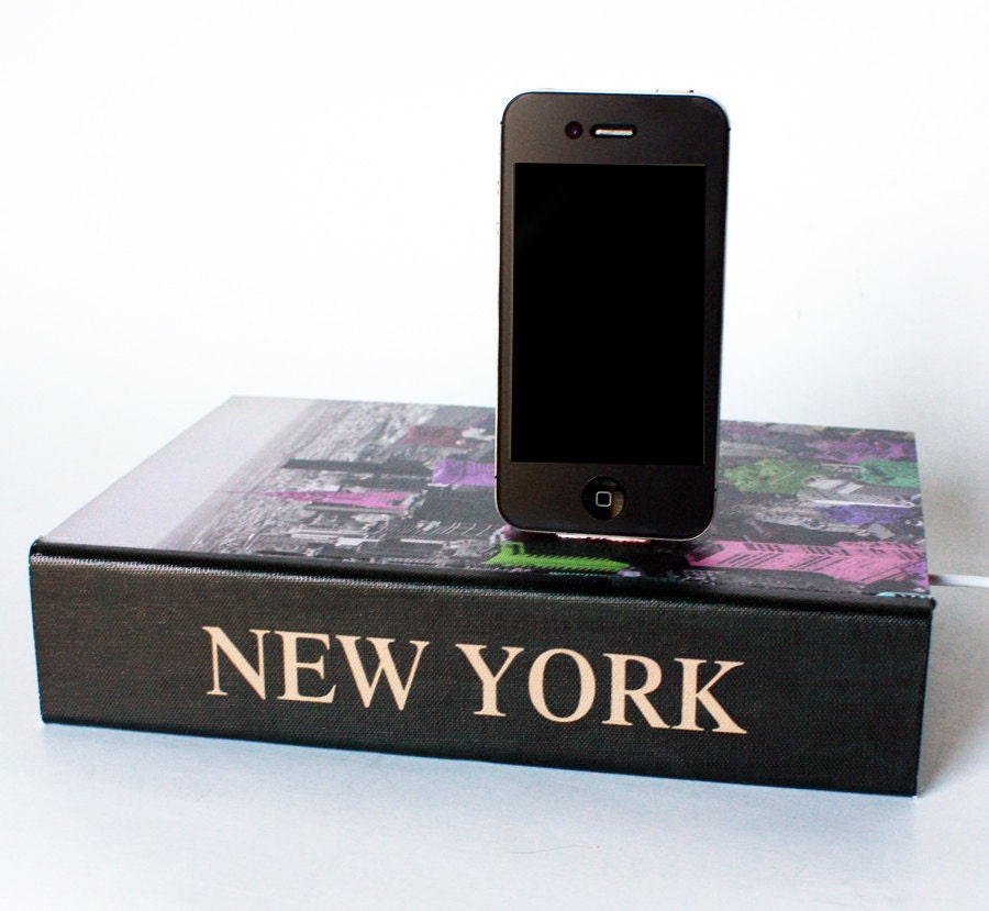 New York Cityscape - iPhone 4S Charging Station, Hidden Compartment Book Box, iPhone Charger