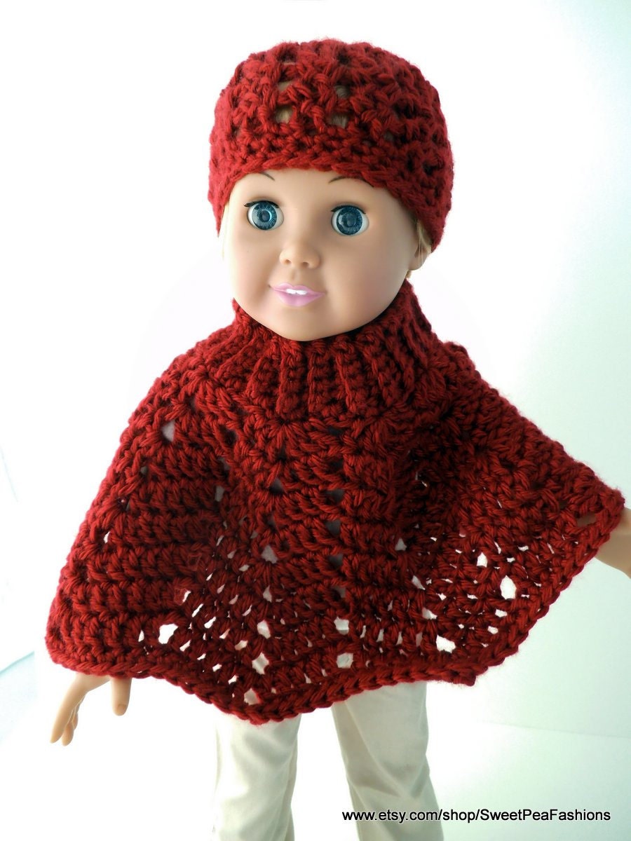 American Girl Crocheted Poncho and Hat Set