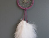 Dream Catcher Violet Suede with White Marabou Feathers