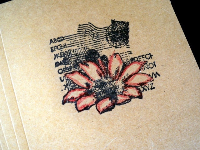 Blank Kraft Card Set Woodland Flowers Flora, Handmade Gift for Friends, Hand Stamped, Hand Colored - Anthropologie Style