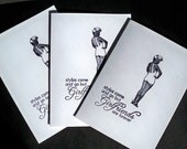 Girl Friends Note Card Set, Whimsical Handstamped, Blank White Notecards, Teas, Girls Night Out, Bridal Shower, Prom - Set of 5