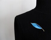 Vintage Sterling Silver and Enamel David Andersen Norway Leaf Brooch