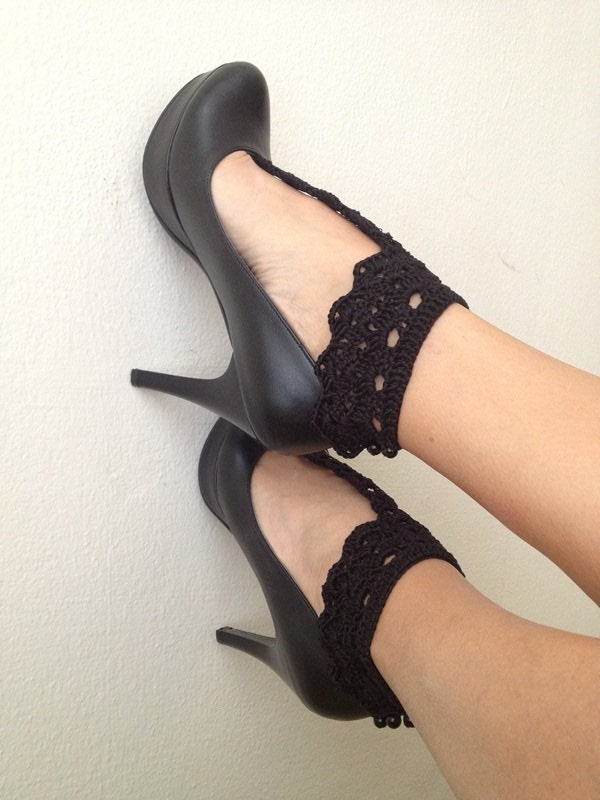 Gothic black  Aztec Barefoot Sandals, Nude shoes,bridesmaids , Wedding, Victorian Lace, Sexy, Bridal Accessories, Anklet