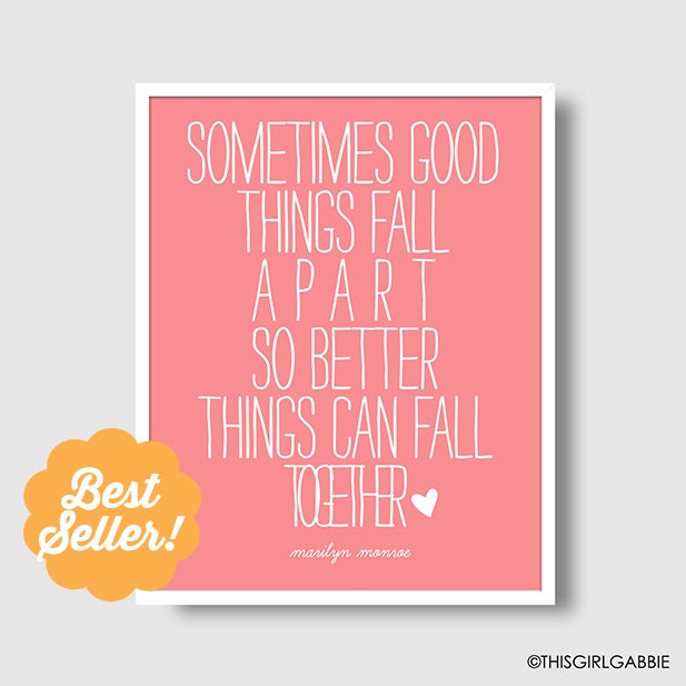 Better Things Marilyn Monroe Quote Print - 8x10 - Pink - White - Heart - Typography Print - Love - Life