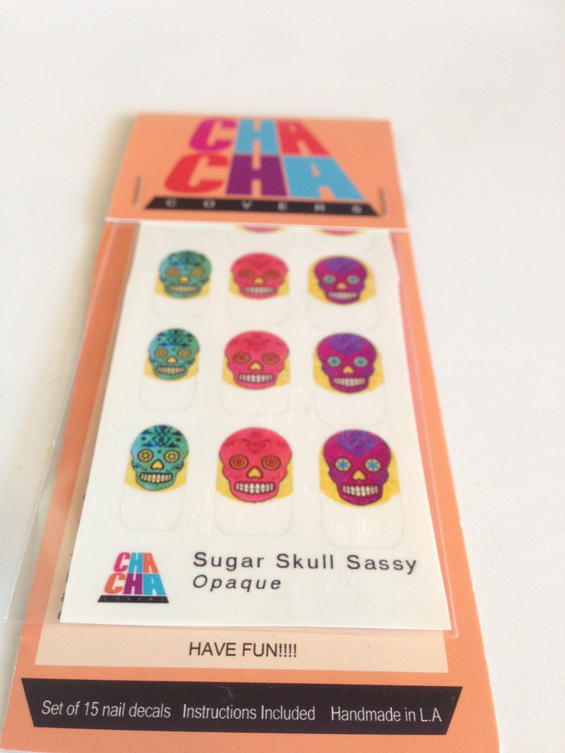 Colorful Sugar Skull Nail Decals Mexican Day of the Dead