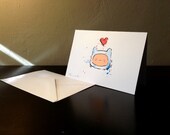 Finn Blank Card / Archival 4x6 inch watercolor print / nerd geek girl guy dork Adventure Time