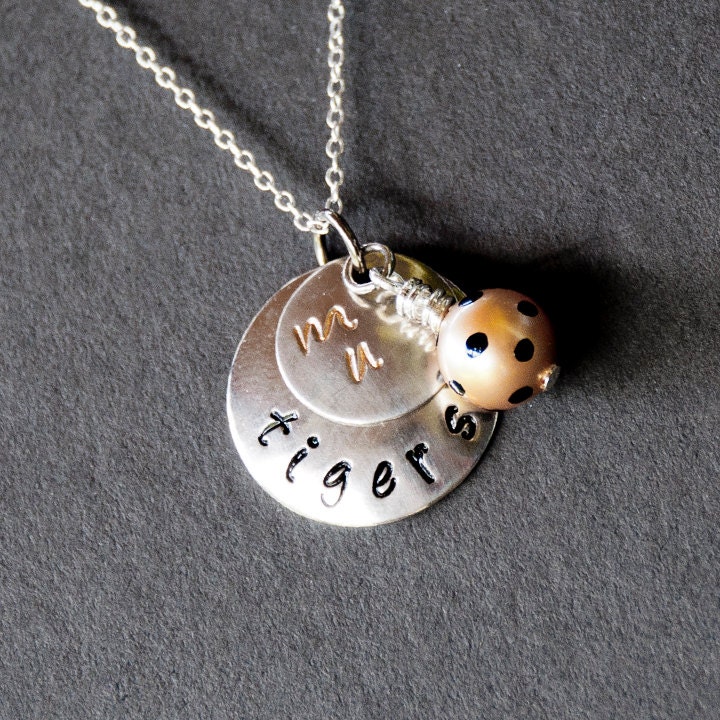 MIZZOU - University of Missouri inspired Hand Stamped Necklace - College Jewelry - High School Jewelry - Graduation Gift