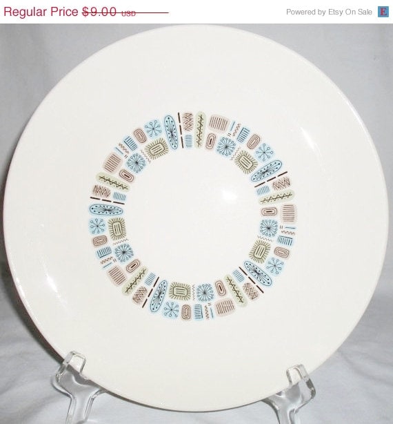 SPRING SALE Vintage Temporama Dinner Plate by Canonsburg Pottery,  Made in America, Mid Century Modern, Retro, Atomic, Eames Era