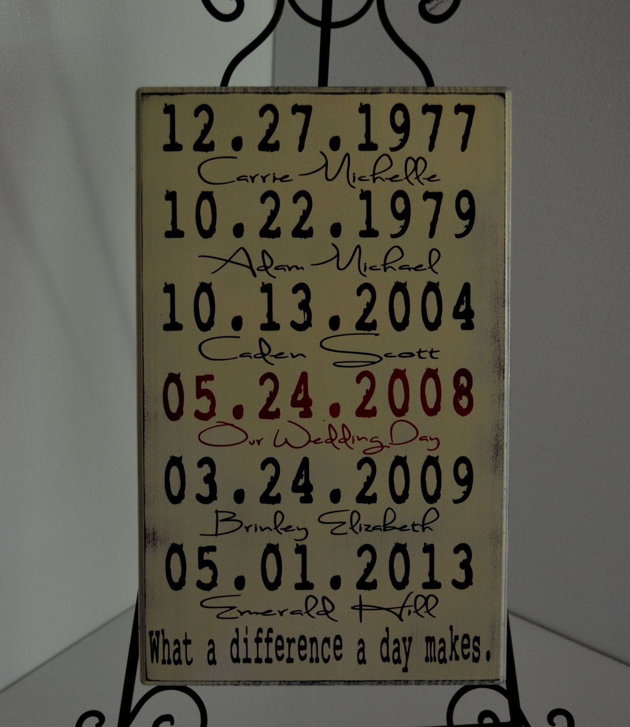 Important Dates Wood Sign Anniversary Gift Family Dates What a Difference a Day Makes Important Date Art