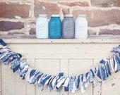 Shabby Chic Fabric Banner Rustic Wedding Decor- Navy, Neutral, and Cream