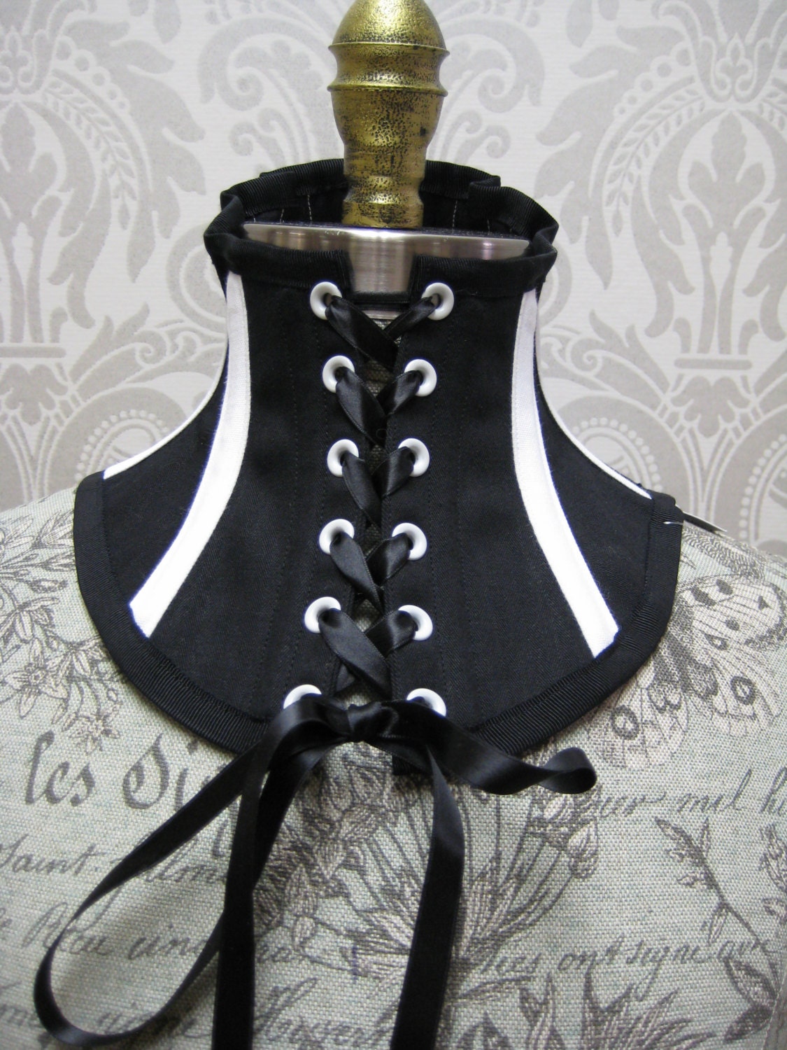 Neck Corset - black and white striped size S