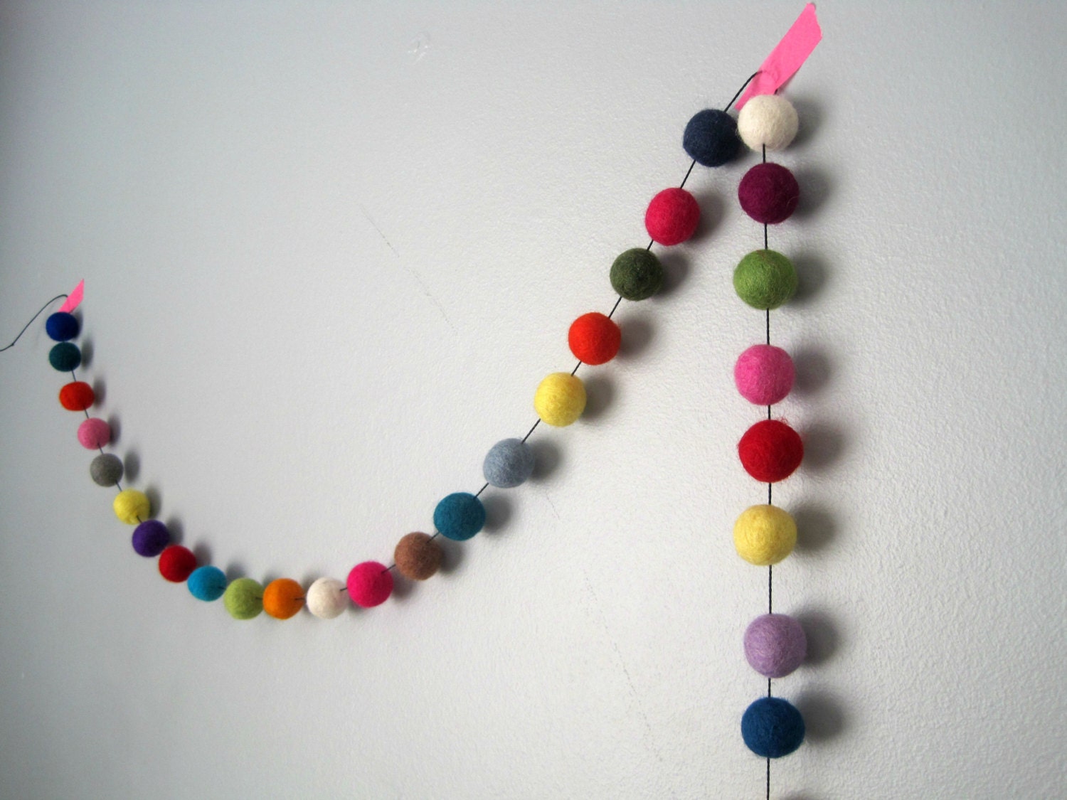 Felt Beaded Felt Ball Garland - 55 felt balls, 2 metres