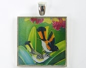Tropical Bird Pendant - Redstart Pendant - Colorful Vibrant Songbird Animal Hand Painted Nature Art Jewelry Charm