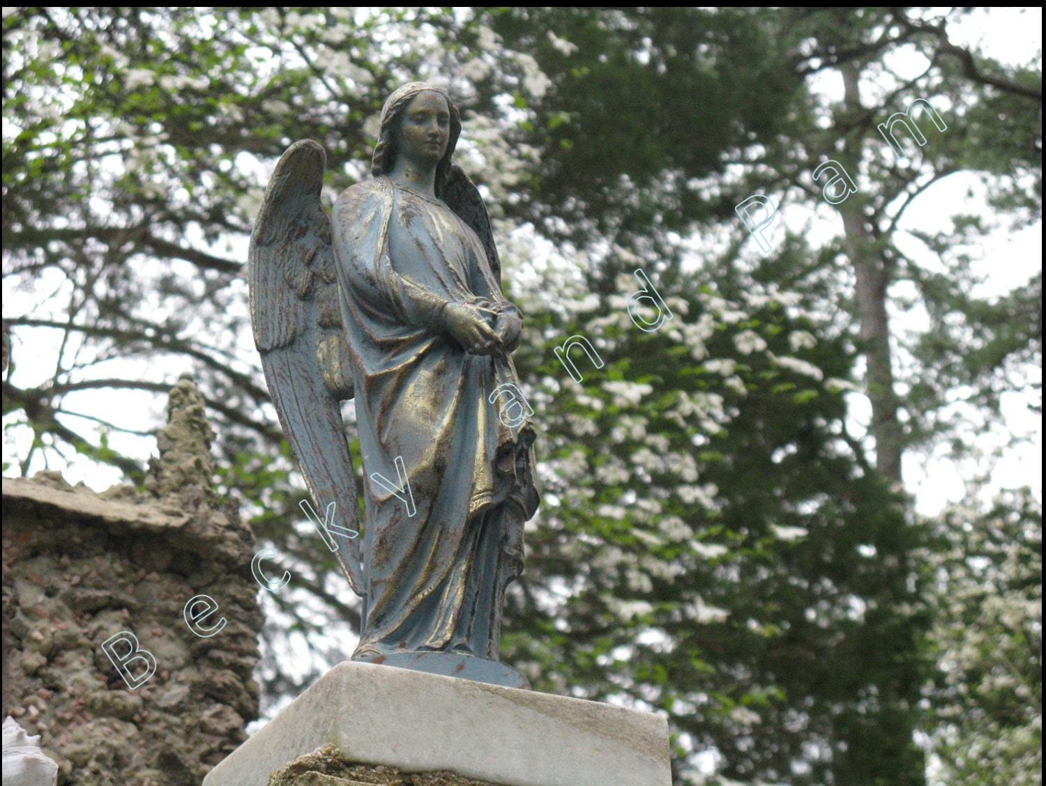 Digital Art Download - "Guardian Angel I" - Angel Statue Fine Art Photo - Religious Nature Photography