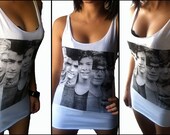 Retro Vintage Print One Direction English-Irish pop boy band Singer White Singlet Very Thin Cotton Tops Tank Vest Women S M