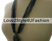 Trellis Ribbon Necklace Unique Gifts Handmade Fashion Jewelry Fiber Art Womens Necklace Cascade Ladder Yarn Necklace - Turquoise Pendant