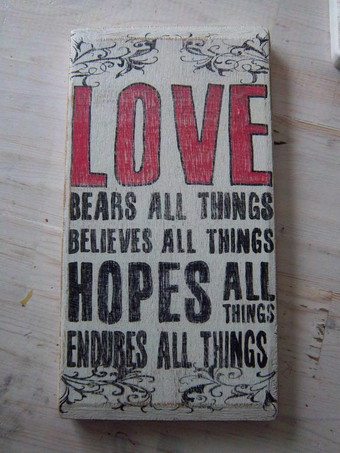 Hand Painted, 1 Corinthians, "love" sign