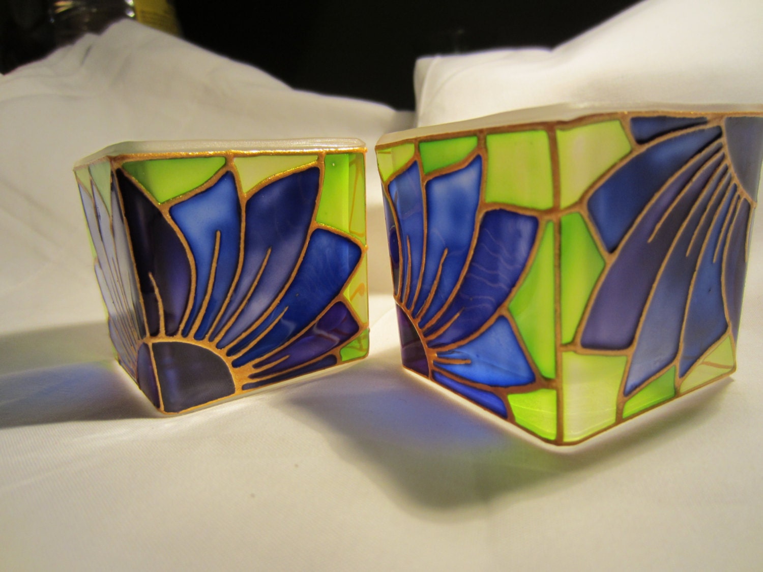 Hand Painted Glass Candle Holders