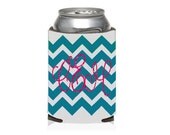 Custom Chevron Koozie, Glitter Monogram Koozie, Chevron Monogram, Customizable, Personalized Koozies