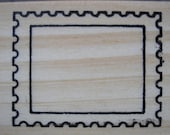 POSTAGE STAMP FRAME Rubber Stamp - Vintage Style Wood and Rubber Travel - Postal Stamp -