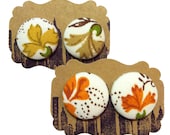 Button Post Earrings, Vintage Fabric Covered, Hypoallergenic Stud Earrings, Womens Jewelry, Handmade, Accessories, Hippie