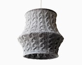 Big Cable Knit Lampshade BUUGO / Pendant Light  / Unique Knitted Home Decor  / Hanging Shade - Light Gray