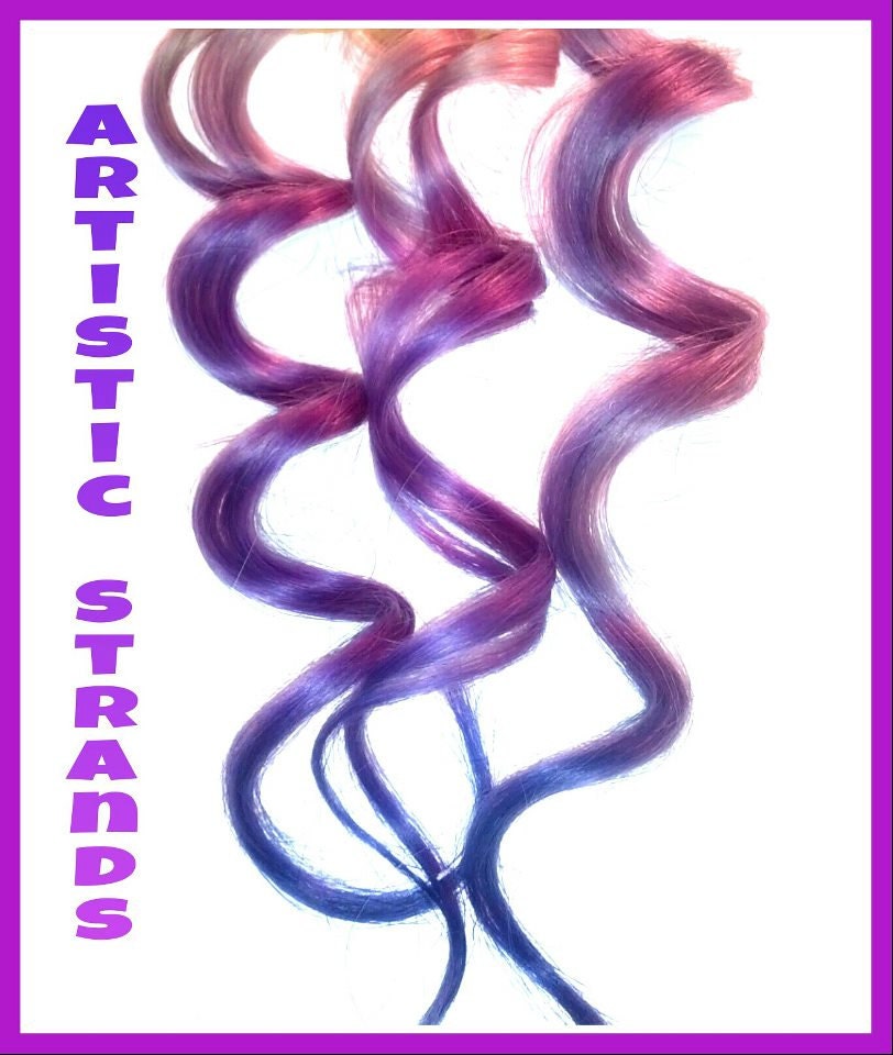 B O L D or Light Pastel colored / Purple /Lilac and Lavender / 18 inch human hair extension/ clip-in hair/ dip dye ombre (2) hair extensions
