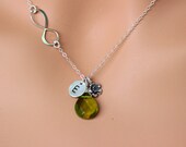 Personalized Infinity Necklace, Custom Birthstone Necklace, Initial Jewelry, Monogram Jewelry, Sisters, Best Friends, Infinity Jewelry.