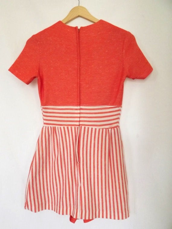 Vintage Coral and White Tweed Romper