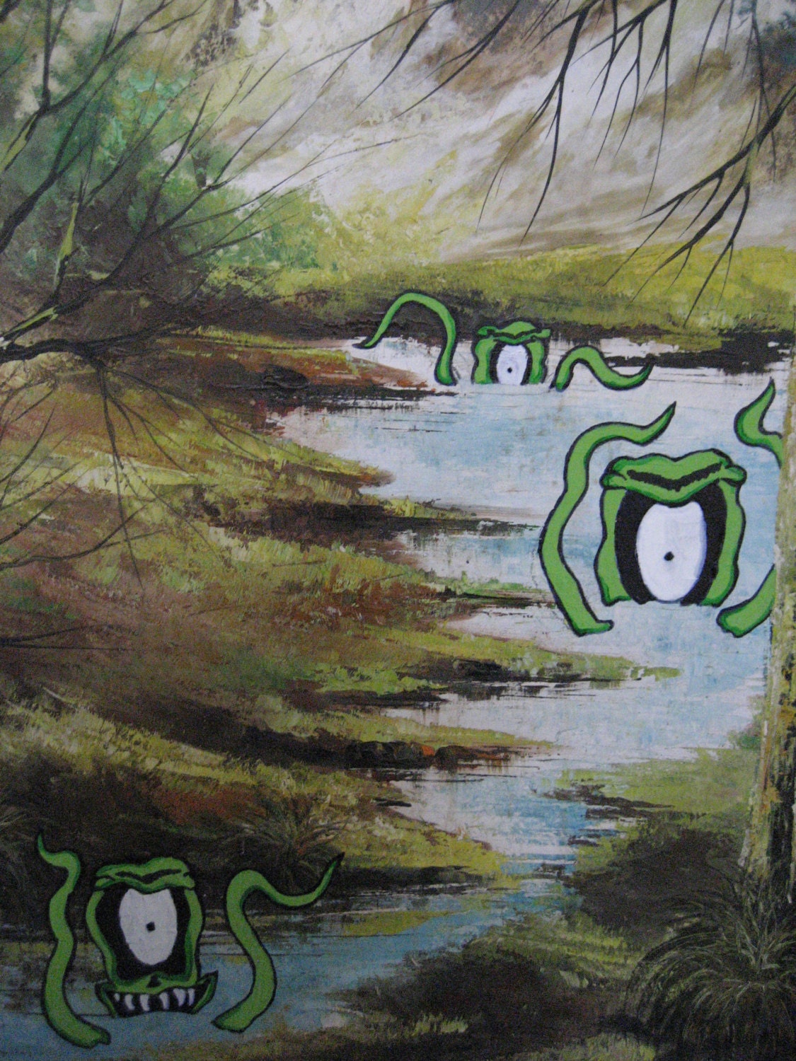 Hijacked Thrift Shop Painting Monster Painting 25"x41"