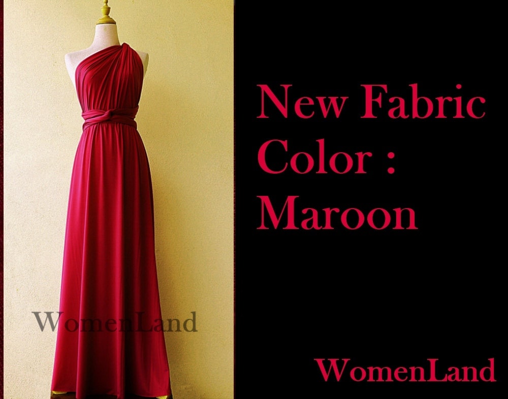 New Fabric Color - Maroon Custom Made Infinity Wrapping Convertible Bridesmaid Dress Floor Length Evening Gown Plus Size Woman Dresses
