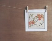 Antique Original Japanese  Art  Painting  Flowers and Birds..Vintage Art Print, traditional Japanese