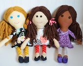 Custom Rag Doll - Cloth Doll - Wool Haired Personalized Waldorf Inspired Fabric Doll