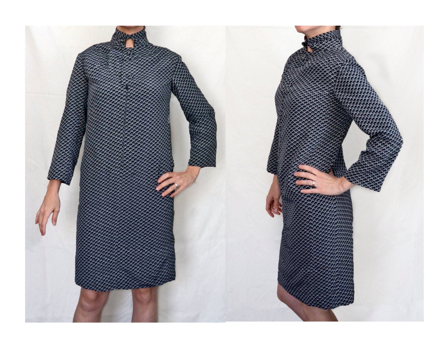 Vintage Women's mod chevron print shift dress - Xsmall/Small