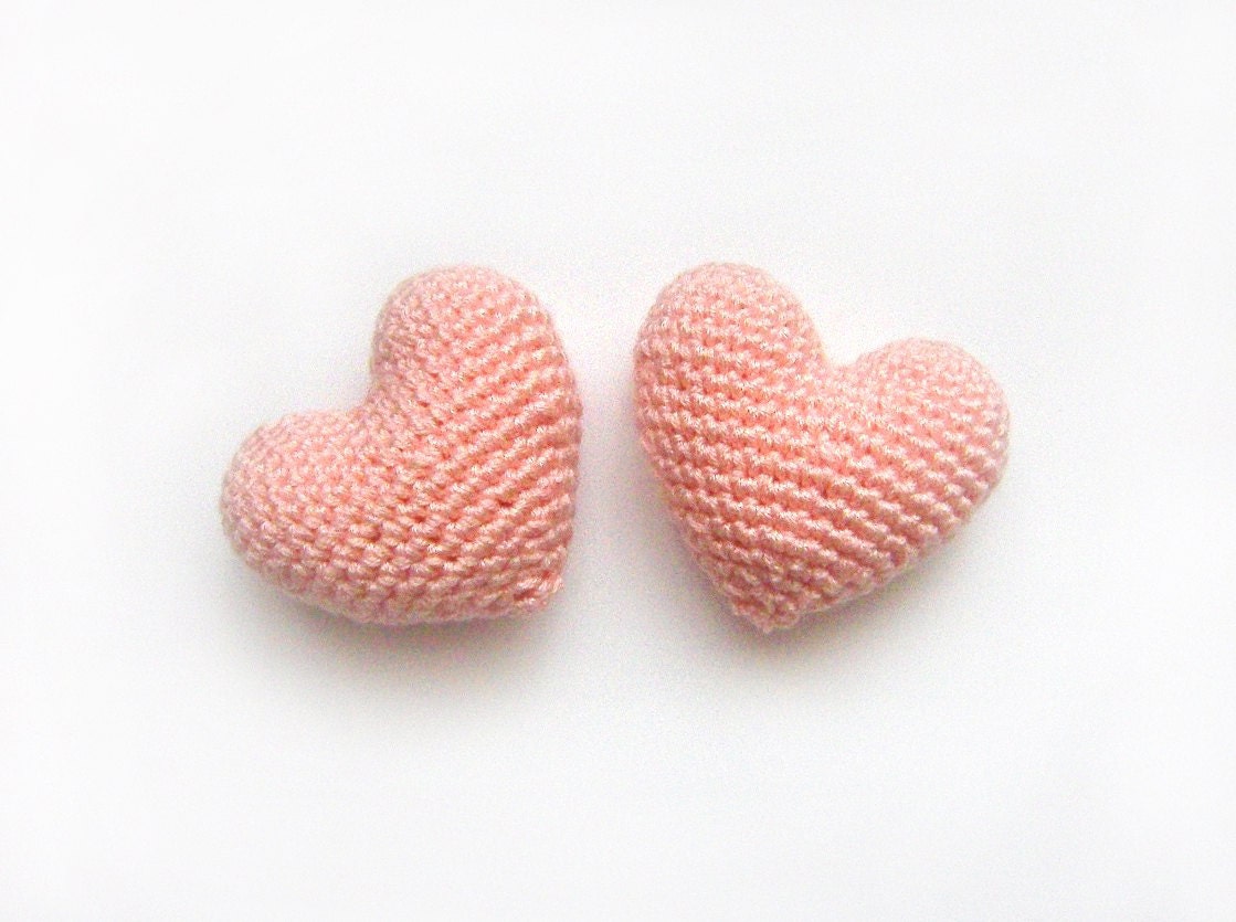 Amigurumi Crochet Pinkish Orange Heart (Set of 2)