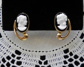 Classic VAN DELL Vintage Cameo Earrings c1939