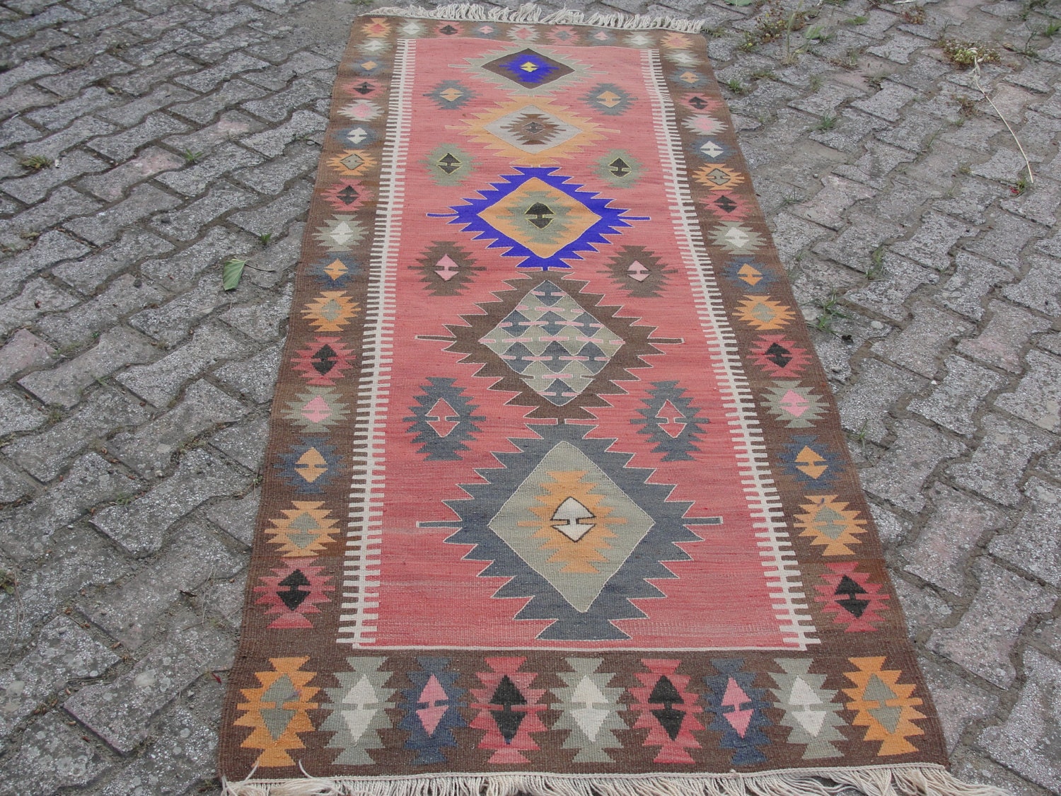 Turkish Runners Handwoven Kilim Traditional Wool Rug Carpet 41" x 101" inches