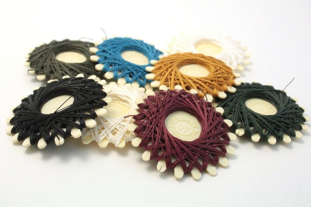 3-ply Waxed French Linen Thread, 20m on Star Card, Colored