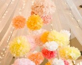 12 Mixed Sizes (2L,3M,4S,3XS) Tissue Party Poms--Over 50 colors available