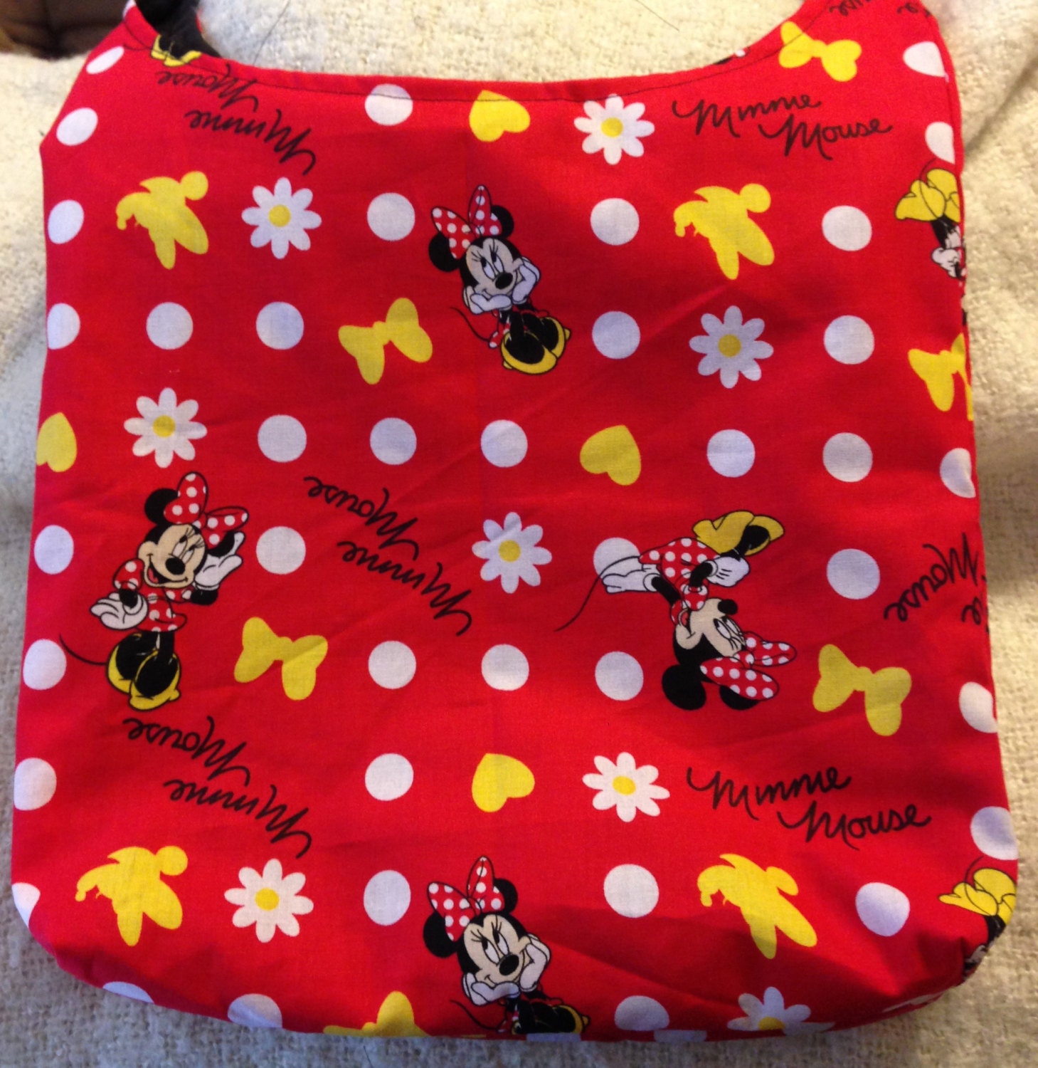 Minnie Mouse Polka Dot Print Hobo REVERSIBLE CrossBody Bag / purse