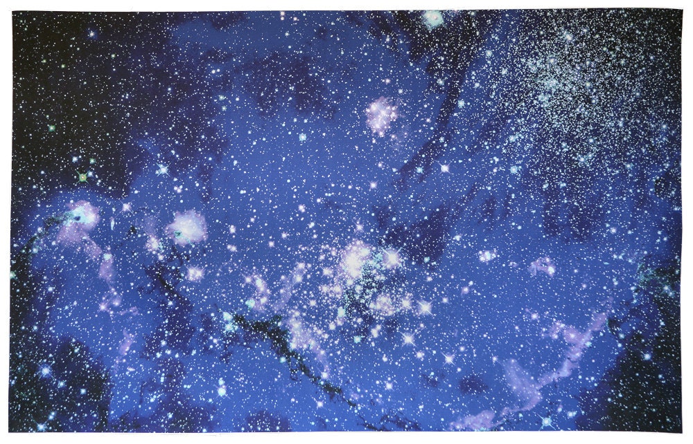 Astronomy Fabric Small Magellanic Cloud Blue 27 x 17 inches on Cotton Sateen Fabric